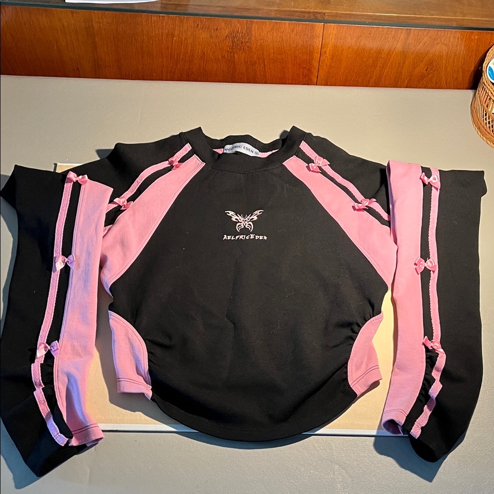 Aelfric Eden Black and Pink Butterfly Top